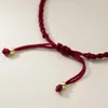 La monada 24cm 925 Silver Rope Bracelet Golden Bamboo Tube Leaf Red Thread Line String Bracelets For Women Girl 240315