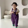 Kids Solid Loose Overalls Boys Spring Print Casual Sling Trousers Cute Jumpsuit Children Boutique Cotton Bibbed 240307