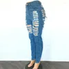 Jeans pour femmes Kexu femmes taille haute fermeture éclair déchiré pleine longueur pantalon maigre femme mode rue denim pantalon d'été