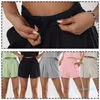 Lu Align 2 WISRUNING False Pcs Sport Push Up Shorts Woman High Waist Legging Fiess Workout Clothes Wide Leg Yoga Gym Sport