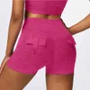 Lu Align Align Lu Lemon Gym Tight Nouveaux vêtements d'entraînement de yoga Femmes Fiess Shorts avec poche boutonnée Push-up Scrunch Butt 2024 Gym Jogger Sp