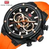 MINI FOCUS Sports Reloj de hombre multifuncional con anillo de fibra de carbono de cuarzo resistente al agua 0468G