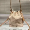 Zomer geweven designer Portemones schouder sling bucket Bag De Tote Telfer toilettoilet Woman Bag Coin Purse Passporthouders