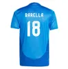 Italys 24 25 Jersey de futebol Maglia Italia 2024 Copa do euro 2025 Camisa de futebol da equipe nacional Homem Kit Kit Set Full Set Italian 125th Anniversary Home Away Chiesa Barella