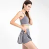 Women's Tracksuits SOISOU Gym Fitness Women Shorts Set Tennis Skirt Suit Sport Bra Shorts Elastic Women Clothing 24318