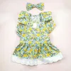 Costumi per gatti Maniche Abito da cucciolo Set stile principessa per animali domestici con gonna stampata a fiori Copricapo abbinato Adorabile estate per cani