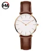 Hannah Martin Casual Ladies Watch With Leather Strap Waterproof Women Watches Silver Quartz Wrist Watch White Relogio Feminino 210242J