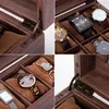 Caixas de relógio Armazenamento de relógios/caixa de relógio/caixa de relógio feita de couro PU em grão de madeira e vidro real com 10 grades para