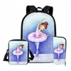 Sac à dos Harajuku danse Ballet chaussure danseuse impression 3D 3 pièces/ensemble sacs d'école pour élèves sac à dos pour ordinateur portable sac à bandoulière incliné porte-crayon