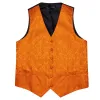 Gilets de luxe en soie gilet pour hommes Orange Paisley fleur gilet cravate ensemble fête mariage formel affaires sans manches veste Barry Wang