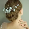 Jonnafe Pettine per capelli floreale azzurro Accessori da sposa Perle Gioielli da sposa Ornamenti fatti a mano per donne 240311