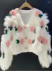 Women's Knits Fashion Cardigan Spring And Autumn Gentle Soft Glutinous High Grade Sweater Embroidered 3D Rose Knitted Top