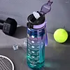 Botellas de agua Botella deportiva de 1000 ml con asa Taza con gradiente de gran capacidad para viajes al aire libre Gimnasio Fitness