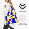 Sacs de rangement Piet Mondrian épicerie fourre-tout femmes Kawaii art abstrait Plaid Shopper épaule grande capacité sac à main