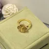 Fashion Four Leaf Clover Ring Natural Shell Gemstone Gold Plated Woman Designer T0P Highest Counter Quality Classic Nice Gift for Girlfriend