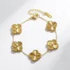 4 ensembles de bijoux de créateur de trèfle à quatre feuilles, coquille de diamant, mode femmes, Bracelet, boucles d'oreilles, collier, cadeau d'anniversaire de la saint-valentin