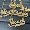 Custom Double Necklace with Crown 3D Two Tone Name Pendant Personalized Gold Nameplate Jewelry Gifts for Women