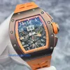 Механические часы Мужские часы RM Watch RM011 AK Ti Скелетный циферблат Медь Титан Материал Календарь Время Автоматические механические мужские часы