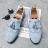 HBP Non di marca Colore blu cielo Punta ad ala Intagliato Slip On Traspirante Taglia 38-48 Punta a punta Mocassino con nappa brogue da sposa per uomo