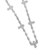 عبور العصرية المثلجة خارج جولة الجولة الجنيه و Baguette Moissanite Necklace للرجال