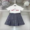 Popular Princess dress baby tracksuits Size 90-160 CM kids designer clothes girls t shirt and Logo printed blue short skirt 24Mar