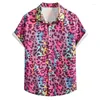Men's Casual Shirts Colorful Tiger Leopard 3d Print Tropical Floral Hawaiian Shirt Button Down Short Sleeves Summer Beach Blouse