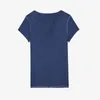 Kvinnor T-skjortor 2024 Summer Tshirt Back Letter Print U Neck Buttons Casual Female Simple T-shirt