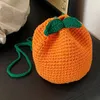 Shoulder Bags Female Knitted Purse Drawstring Crocheted Orange Shape Cute Fruit Pouch Charm Gift For Friends