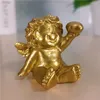 Estatuetas decorativas ornamentos de anjo dourado, presentes da sorte, estrela fofa, anjos, estátuas, casamento moderno, decoração de casa