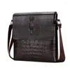 Bag Crocodile Pattern Business Vertical Section Pu Leather Korean Version Crossbody Shoulder Bags Portfölj 2201 25x27x5cm