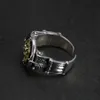 Sólido 925 plata esterlina para hombre anillo de león retro punk retro locomotora anillo para hombre hoja joyería masculina 240313