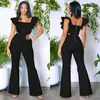 Casual Dresses Ladies Vintage Summer Clothes For Women Fairy Jumpsuit Maxi Bathroom Female Clothing Fashionable Solid Color Ruffle Edge