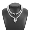 Pendentif Colliers 2 Pack Collier de perles de coeur élégant polyvalent bijoux de cou accessoire de mode parfait pour une occasion spéciale