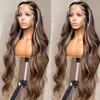 Synthetic Wigs 13x4 13x6 Hd Highlight Wigs Human Hair Body Wave Frontal Wig Brazilian Glueless Honey Blonde Lace Front Wig For Women 30 36 Inch 240329