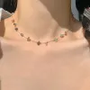 Trendig söt söt natursten 14k gult guldhalsband för kvinnor flickor sommar enkel kristall clavicle kedja choker halsband ny smyckespresent