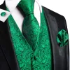 Gilets vert menthe sauge soie hommes gilet cravate ensemble veste sans manches costume gilet cravate Hanky boutons de manchette mariage affaires surdimensionné cadeau