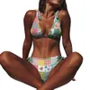 Women's Swimwear Floral Bikini Swimsuit Tie Side Teenager Fashionable Sweet Sport Two Piece Bathing Suit