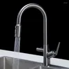 Kökskranar avancerad grå LED-temperatur Display Pull-Out kran Gourmet Sink Universal Mixer Tap Fixture