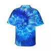 Men's Casual Shirts Hawaii Shirt Beach Hippie Tie Dye Blouses Blue Modern Art Vintage Male Short-Sleeve Comfortable Tops