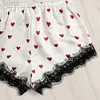 Seksowna piżama 2pcs Uśpnia Seksowna satynowa zestaw Słodka drukowana Kamazole PaJamas koronka Koronka w szyku w szyku rękawa bez rękawów i szorty 24318