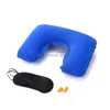 Party Favor 3 I 1 Travel Set uppblåsbar U-formad nackkudde Luftkudde Slee Eye Mask Eyeshade öronproppar Portable Drop Delivery Home DHVMK