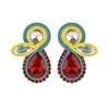 Pendientes colgantes hechos a mano Soutache joyería de moda lindo pequeño ángel pendiente de tuerca para mujer bonitos accesorios de tejido regalo de cristal