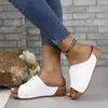 Slippers Women's Open Toe Wedge Sandals White Summer Breathable Comfortable Woman Buckle Female Footwear Shoes