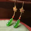 Kolczyki Dangle Natural A Jade Fukudou dla kobiet w stylu chińskim