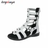 Sandals Fashion Woman Gladiator Sandals Sandali piatti per le donne Bianco Black PU Scarpe in pelle estiva Sandalia Sandalia Sandalia