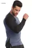 Lu Align Wear Cross-border Fiess Men's High Elasticity Quick-drying T-shirt, Sweat Training, Running, Long Sleeve Patchwork Sportswea Le
