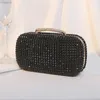 Hot New Diamond-encrusted Dinner Bags Socialite Party Dress Handmade Diamond Handbags Shiny Clutch Bags Gold Chains Top Handle Crystal Evening Purse Black