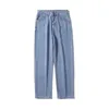 Męskie dżinsy 2024 Spring Classic Retro Wash Solid Color Public Edition Sports Lose Pasping Proste Pants Cargo