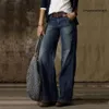 Pantaloni larghi alla moda con gamba dritta per jeans da donna