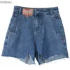 Kvinnors jeans chic ven kvinnor denim shorts retro oregelbundet klippt blå hög midja korta jeans för kvinnor streetwear pants damer sommar 2022c24318